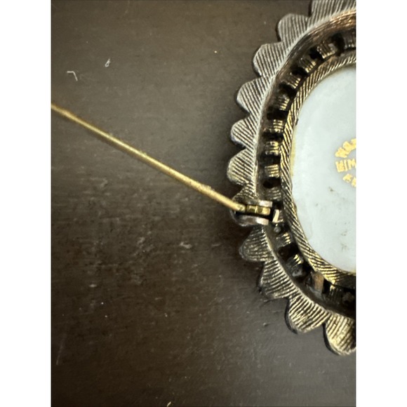 Vintage Limoges France Lovely Lady Blue White Porcelain Brooch Pin - Picture 5 of 8